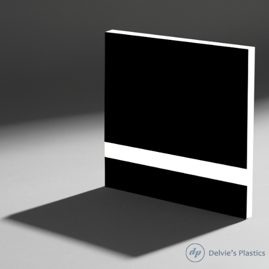 Black on White Laserable Two-Tone Acrylic Sheet