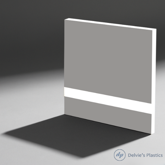 Grey on White Laserable Two-Tone Acrylic Sheet