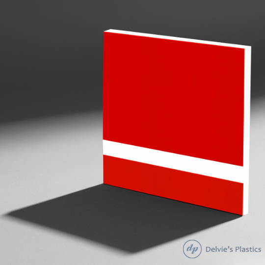 Red on White Laserable Two-Tone Acrylic Sheet