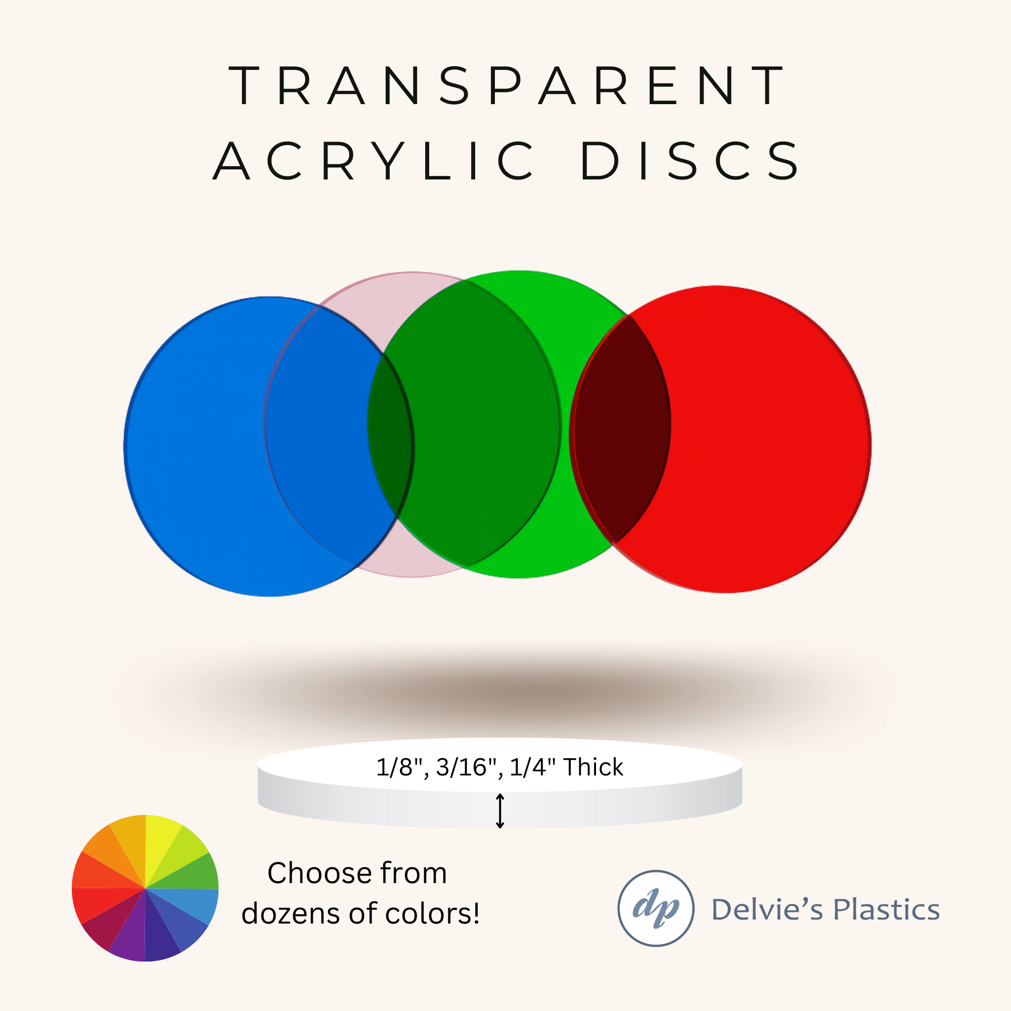 All Colors Disc Transparent Discs | Laser Cut Color Acrylic Blank Discs – Delvie's Plastics